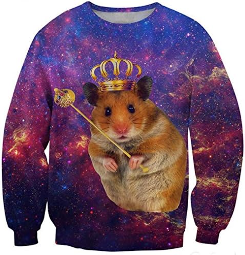 Print Character Pullovers Sports Suit Sweatshirt Digital Star Funny Hamster Loose G