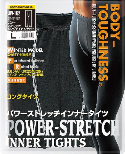 BT　パワーストレッチロングタイツ　ブラックL　JW-162　肌触りがよく保温効果の高いレイズドファブリックを使用。
