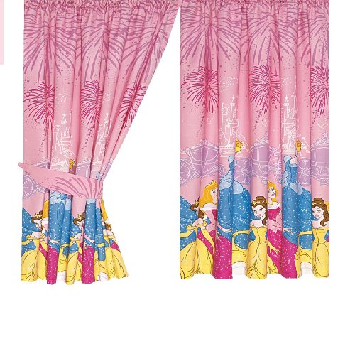 Character World Disney Princess Chandelier Curtains with Tie Backs, 72 Inch