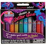Elmer's Washable Glitter Glue Pens, Pack of 10 Pens, Classic Rainbow and Glitter Colors (E199)