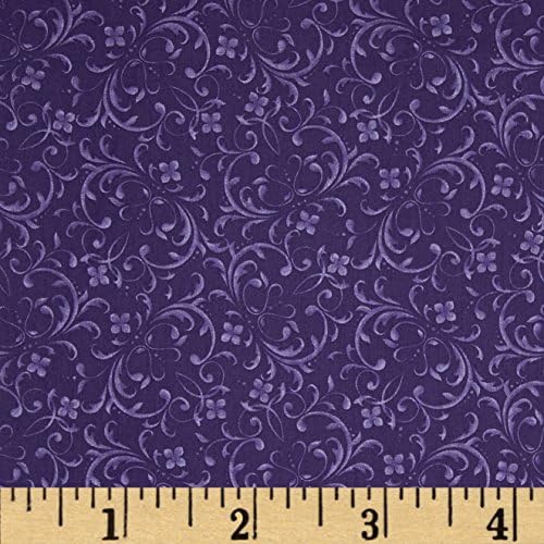 Fresh Lilacs Graceful Swirl Purple Fabric