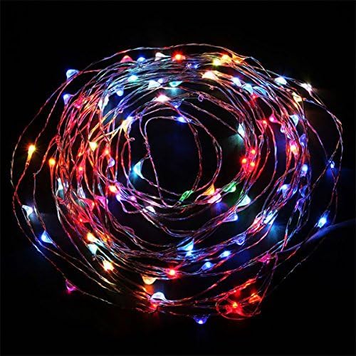 Sharpet 6 ft Battery Operated Multicolored String Lights. 30 Tiny Steady Five Color LED Bulbs on a 1.8 M Flexible Silver-coated Copper Wire. For Christmas, Holidays & Home Decor.