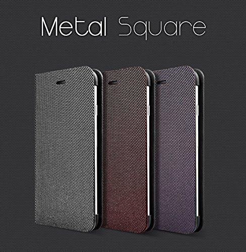 [Apple iPhone 6 Plus] Hanton Metal Square Diary Wallet Carrying Case with 1 Card Pocket, Premium Synthetic Leather (Silver)