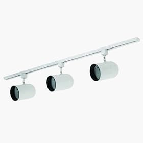 Three Large White Roundback Three Head Track Light Kit by Thomas Lighting