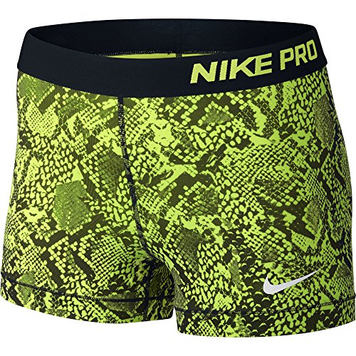 Nike Womens Pro Cool 3 Compression Shorts (Small, Black/Volt Snake)