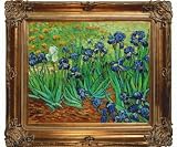 Art Reproduction Oil Painting - Van Gogh Paintings: Irises with Renaissance Bronze Frame - Bronze Finish - 30 X 34 - Hand Painted Framed Canvas Art