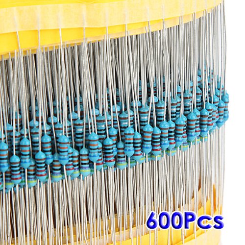 SODIAL(R) 600pcs 30 Kinds Value 1% 0.25W 1/4W Metal Film Resistor Mix Selection (1~1M ohm)