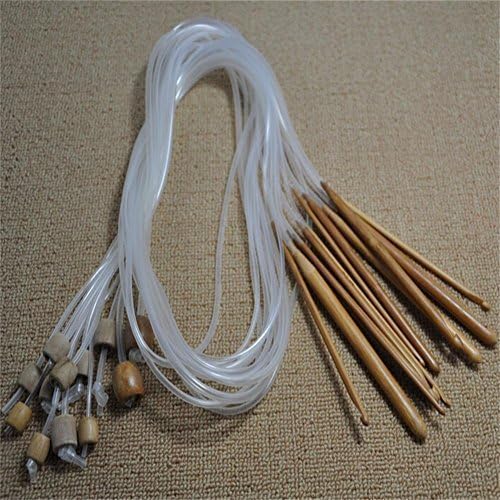 Ifstar 12pcs Professional Different-sized Afghan Tunisian Carbonized Bamboo Carpet Crochet Hooks Needles (3.0mm to 10.0mm)