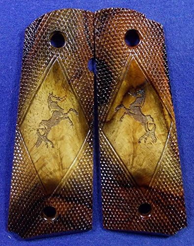New!!! Wood Laser Diamond Grips for Colt 1911 Full Size, Commander, Government, New Grip Clones Pistol Springfield Handmade