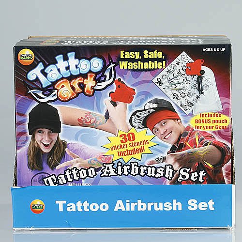 Tattoo Art Airbrush Set for Kids. Easy, Safe & Washable Kit-image