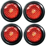 4 Red LED 2" Round Clearance Side Marker Light Kits with Light and Grommet Truck Trailer RV