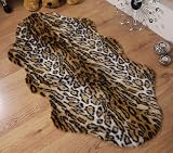 from Bedding Online Leopard Faux Fur Sheepskin Modern Style Rug Non Slip Pelt Shape Machine Washable 70cm X 140cm