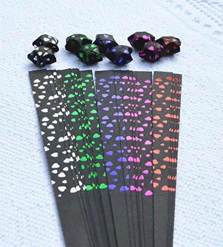 New Foil Stamping Lucky Star Origami Folding Black Paper Strips set07