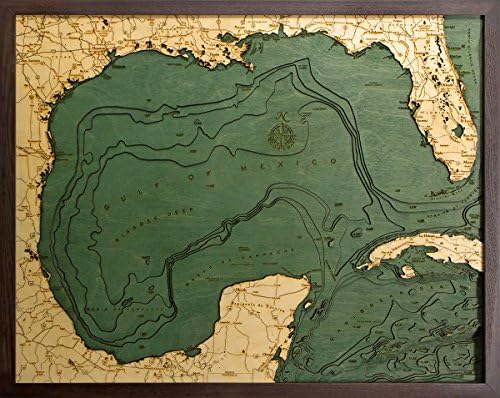 Gulf Of Mexico 3-D Nautical Wood Chart 24.5" X 31"