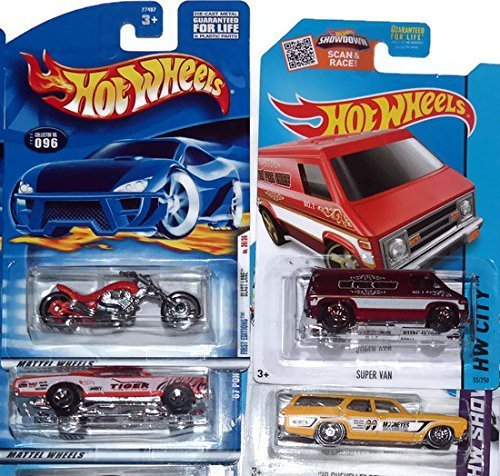 Hot Wheels, Die Cast Car 4 Pack Variety Bundle, 4 Different Cars From 4 Different Years Ranging from 1998-2015. 2 hotwheel cars from older years, and 2 hotwheel cars from newer years
