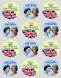 12 Queen Elizabeth (2) Jubilee rice paper fairy / cup cake 40mm toppers pre cut Suitable For Diamond Jubilee  from simply topps