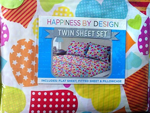 Happiness by Design Patterned Hearts Twin Sheet Set
