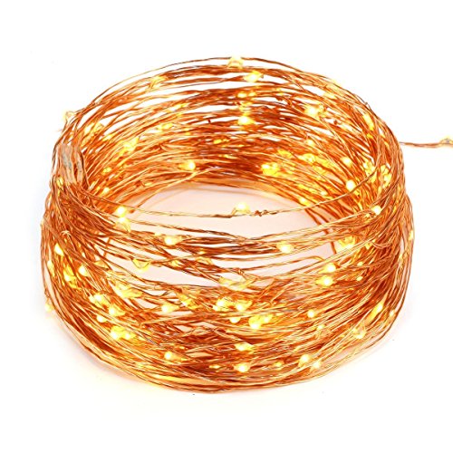 Copper Wire Light Strings, LTROP 33ft 100 LED Battery Powered Starry String Lights, Ambiance Lighting Décor Rope Light for Outdoor, Garden, Home, Party, Christmas (Battery Not Included)-Warm White