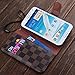 RAYTOP® Luxury Brand Designer Brown Checks Leather Cases Covers Wallet for Samsung Galaxy Note 2 N7100 Note2 Card Holder Magnetic Hand Strap Sleek Business Decent Stylish Classy Classic