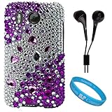 Purple and Silver Rhinestone Diamante Protective Crystal Hard Case for HTC  ....