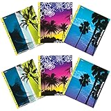 Mead Trapper Keeper 2-Pocket Folders with Snapper Trapper, Prong Fasteners, Fun in the Sun, 6 Pack (73433)