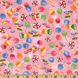 61%2BTVAGE HL. SL160  44 Wide Pink Lollipops And Gumdrops Hasbros Candyland Fabric By The Yard