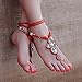 Runa Sea Bohemian Style Seed Bead Barefoot Sandals (Sold As Pair) (Orange)