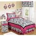 Hot Pink, Black & White Funky Zebra Teen Bedding 3pc Full / Queen Set