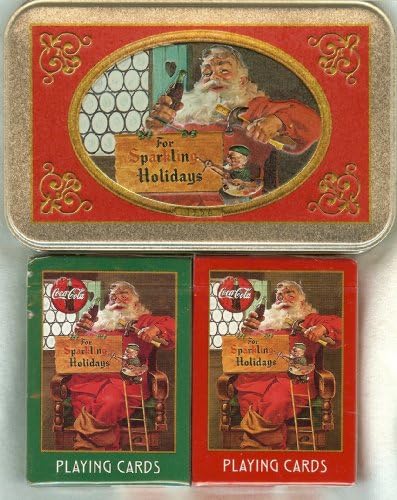 Playing Cards: 1998 Coca Cola Coke Santa ~ Two Decks ~ in a Collectible Tin