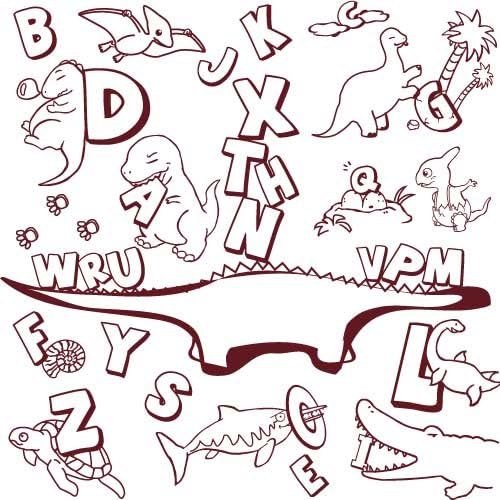 Kids Touch Washable Coloring Play Mat in Dinosaur Pattern