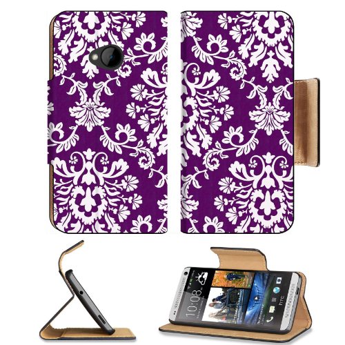 Abstract Artistic Purple Floral Pattern HTC One M7 Flip Cover Case with Card Holder Customized Made to Order Support Ready Premium Deluxe Pu Leather 5 11/16 inch (145mm) x 2 15/16 inch (75mm) x 9/16 inch (14mm) MSD HTC One Professional Cases Accessories Open Camera Headphone Port Graphic Covers Designed 1 Model Folio Sleeve HD Template Designed Wallpaper Photo Jacket Wifi Luxury Protector Wireless Cellphone Cell Phone