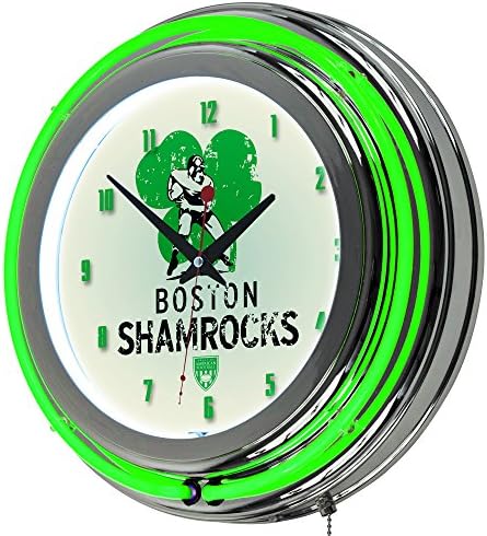 VAF Boston Shamrocks Chrome Double Ring Neon Clock
