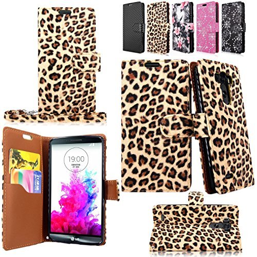 Cellularvilla Wallet Case for LG G3 Pu Leather Wallet Card Flip Open Pocket Case Cover Pouch (Brown Leopard)