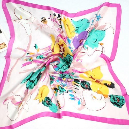 ETSYG Fashion Rose Tiannvsanhua Silk Scarf Wrap Womens Spring Shawl Kerchief 32"