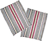 Pack of 2 1.5 feet by 2 feet Color Strip Area Carpet Rug