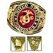Marines Ring - 18K Heavy Gold Electroplated Ring with Stone - Marines Military Ring - USMC - for Military gear Marines Uniform Veteran Ring. SIZE 10