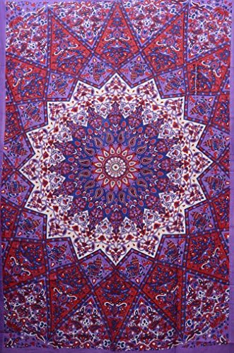 1 X TWIN Indian Star Mandala Psychedelic Tapestry, Hippie Bohemian Wall Hanging Tapestries, Bedspread Bedding Bed Cover, Merline