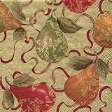 Caspari Set of 2 Gilded Pears Set of 20 Paper Cocktail Napkin, Sage