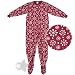 Red and Silver Snowflake Footed Sleeper Pajamas for Girls