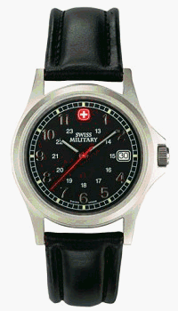 Swiss Military Field Black Dial & Leather Watch
