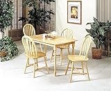 IMAGE OF 5pc Country Style Natural Finish Wood Dining Table +4 Windor Arrowback Chair Set