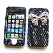 Apple iPhone 4 & 4S Snap-on Protector Hard Case Rhinestone Cover "Silver Ribbon" Design