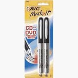 Mark-It Marking CD/DVD Permanent Markers, Fine Point, Black, 2/pack