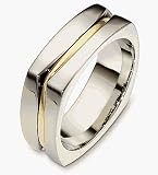 7.5mm Square Style 14 Karat Two-Tone Gold Wedding Band Ring