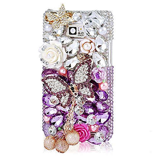 EVTECH(TM) for amsung Galaxy S6 Edge 3D Handmade Fashion Crystal Rhinestone Bling Case Cover Hard Case Clear(100% Handcrafted)