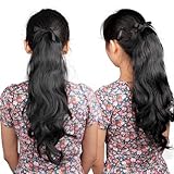 Black Wavy Ponytail Wig Hairpiece Hair Piece Long 52cm