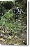 Woman Carries Mountain Bike Up Steep Canvas Print / Canvas Art – Artist Mark Cosslett | pacific mountain bike