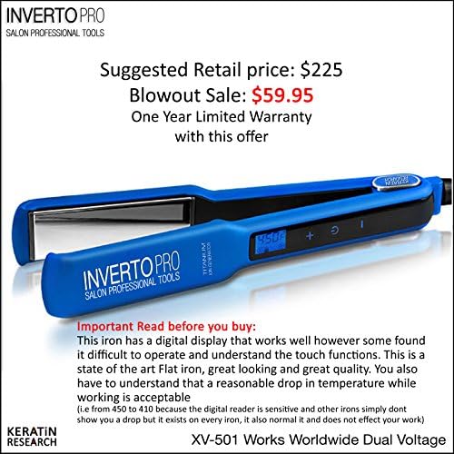 Professional Flat Iron model HSI 301 Hair Straightener Pro Silver Titanium Plates 1.5" Dual Voltage Works All Over the World (1.5" Plates, Blue)