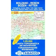 Bozen, Ritten, Tsch�gglberg: Wanderkarte Tabacco 034. 1:25000