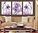 Spirit Up Art Hot Sell Transparent Purple Flowers HD Print on Canvas Abstract Art Modern Home Decoration Wall Painting Set of 3 Each 40*60cm #11-synj-11 (framed)